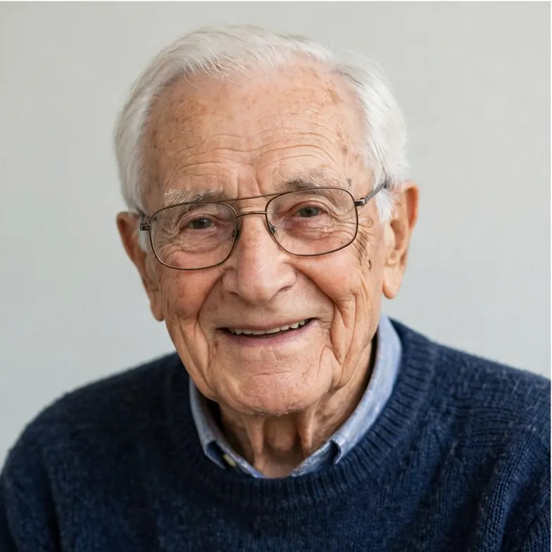 Portrait of a kind elderly man with glasses