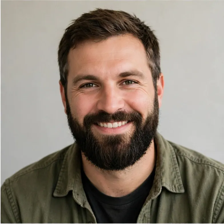 Portrait of a bearded man smiling