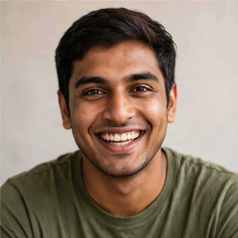 Portrait of a young man with a friendly grin